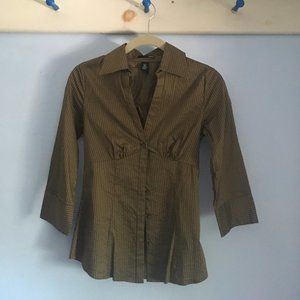 Army green pinstripe blouse